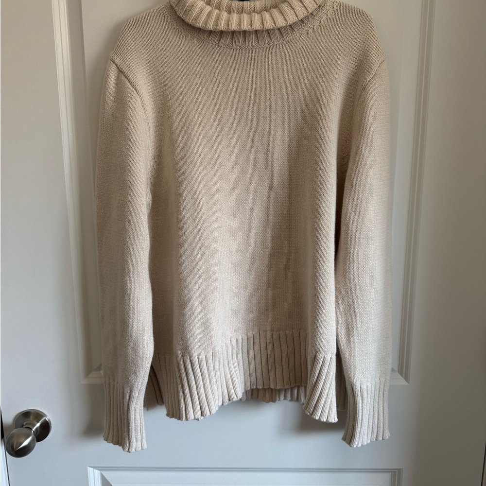 JCrew Cream Turtleneck Sweater 100% Cotton